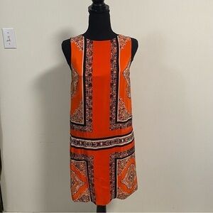 Maeve Dress Women’s Size 0 Orange Canna 100% Silk Shift Dress
